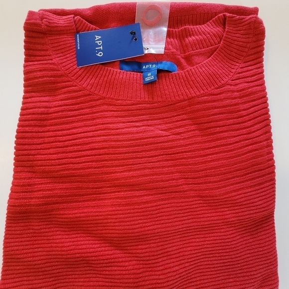 Apt. 9 Asymmetrical Hem Crewneck Red Sweater Sz 1X - Picture 2 of 3